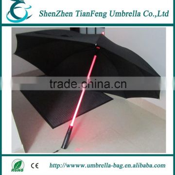 Beautiful Red Light LED Umbrella With Black Pongee Fabric