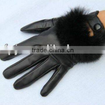 2016 new arrival fashion Ladies leather fur lined gloves