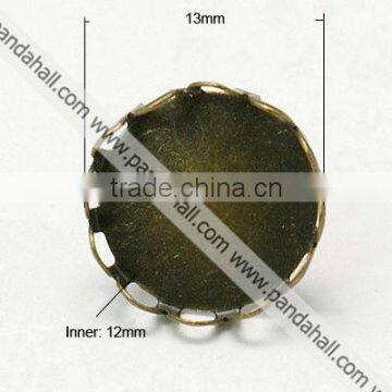 Brass Earstud Components, Nickel Free, Antique Bronze(KK-I003-AB-NF)