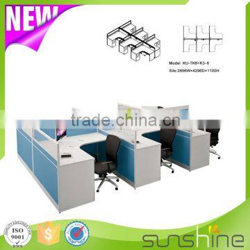 KU-TK6+K3-6 6 Person Office Workstations Office Furniture Layout