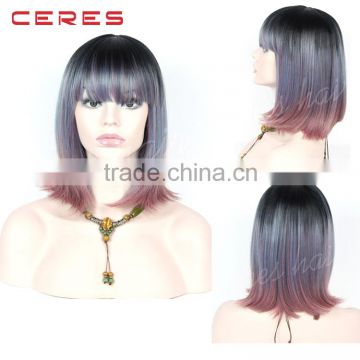 Heat resistant ombre wig PT4/Pink blue two tone fashional bob wig with factory price