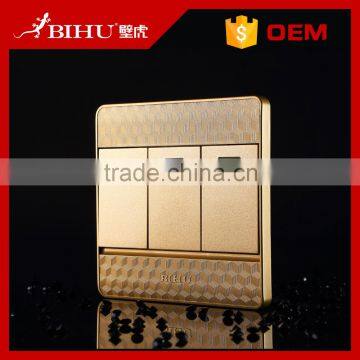 golden color new model BIHU 3 gang touch electrical switch for home