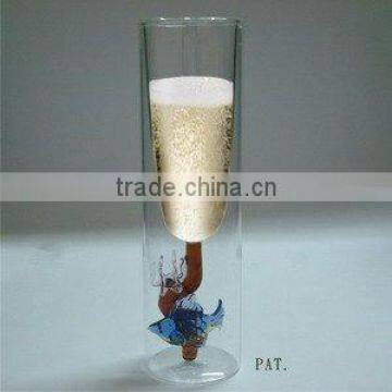 Stem ware Champagne Flute - Coral Fish