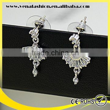 yiwu sector shaped small litter ballet girl earrings