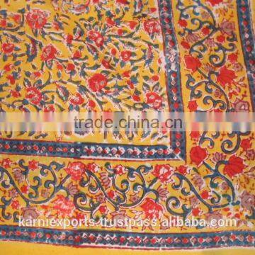 indian cotton hand print block printed double bed spread