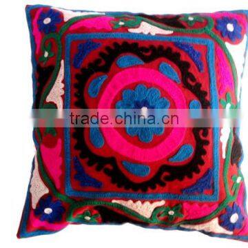 RTHCC-38 Ethnic Traditional Jaipur Flowers Embroidery Pure Cotton Export Quality Suzani cushion covers Christmas Decor