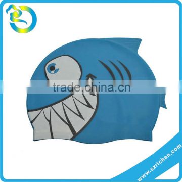 Soft Flexible eco-friendly silicone rubber funny fish shark swimming cap water sport hat