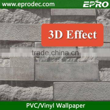 Waterproof decorative modern 3d brick stone wallpaper for walls