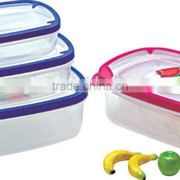 3 pieces large plastic rectangular food grade container with lids