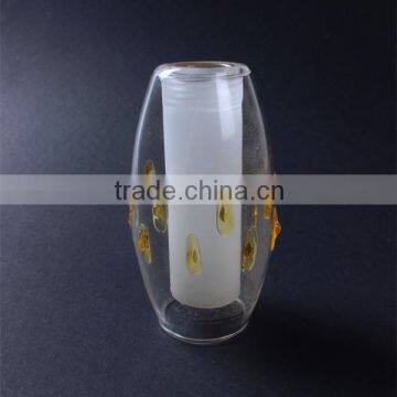 double wall colored glass lamp shade with inside G9 screw inside sandblasting outside clear