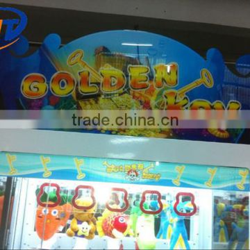 golden key kids toys grabbing machine simulator for fun