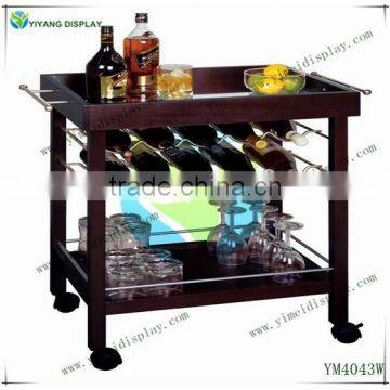 Kitchen Cart, Trolley with Wine Storage Rack and Table YM4043W