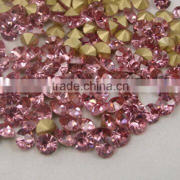 Best source for big size lt rose pink color glass pointback stone for fashion bracelet