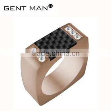 Ip rose gold plating wedding bands stainless steel ring square girls ring jewelry