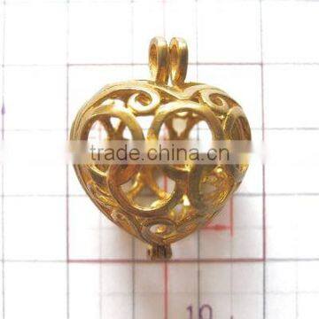 New Arrival Gold Filled Hollow Gemstone Cage Floating Necklace Jewelry Pendant