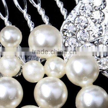 Fashion Wedding Bridal Bride Rhinestone Pearl Hair Comb Accessories Jewelry Head Piece Hair Pins 2016 photo-4