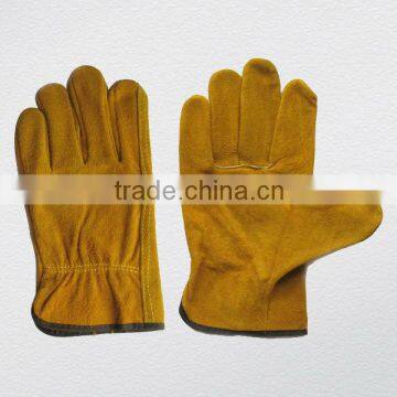 Golden cow split leather driver glove working glove