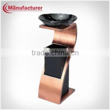 Bronze Ground Waste Container,Ground Trash Bin With Glass Ash Bsin