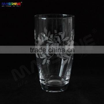 Manufacturer High Quality Borosilicate Transparent Glass Cup With Flower Design