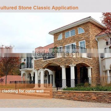 Mediterranean building design decorative honed split natural stone exterior wall cladding