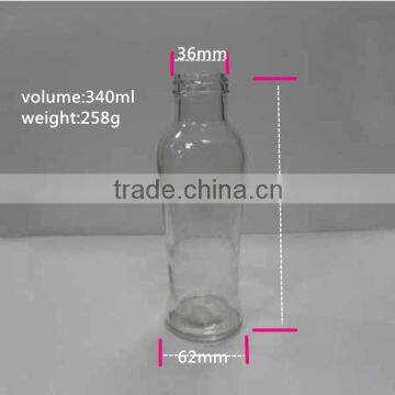 custom glass bottles with carves 340ml clear glass beverage bottles for juice