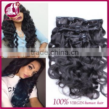 Clip In Human Hair Extensions Body Wave Filipino Virgin Human Hair Body Wave Clip In 7pcs/lot 100g Natural Color