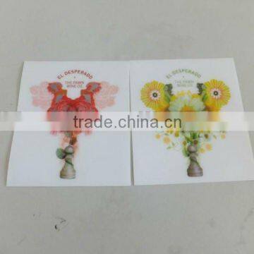 Lenticular Label, PVC 3D Lenticular Adhesive, Wine Bottle Label