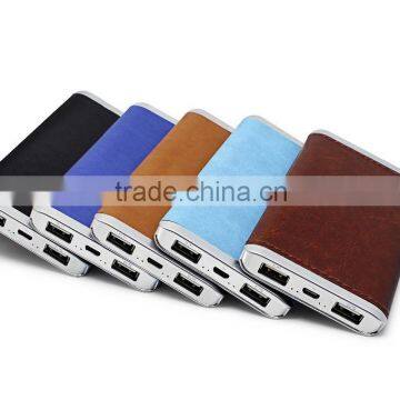 Leather press logo External Battery Charger true Leather Portable Power Bank with Free USB Cable For Phone Charger