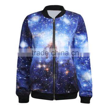 L056 American BomberJacket 2016 New Fashion Women Galaxy Printed Jacket Bomber