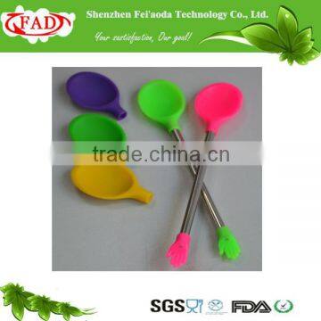 FDA LFGB Standard Silicone Ice Cream Spoon With Stainless Steel Handle