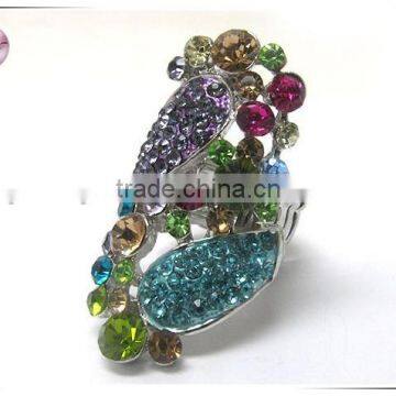 Crystal art deco long finger stretch ring
