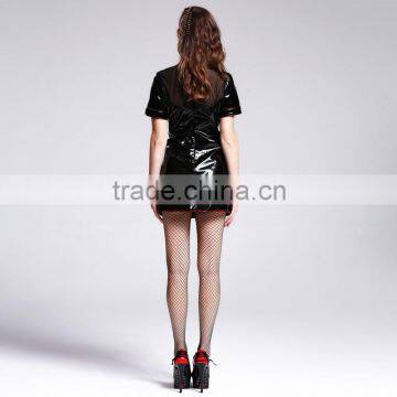 Devil Fashion 2015 PUNK Gothic Leather Dress Made in China SKT01201 photo-2