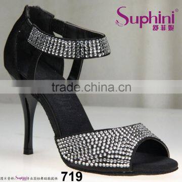 Suphini Black Crystal Fashion Dress Tango Shoes