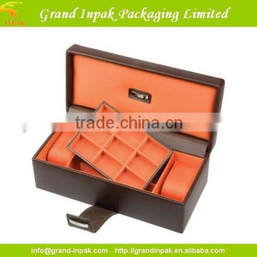 LUXURY LEATHER WATCH AND CUFFLINK DISPLAY BOX WITH LID