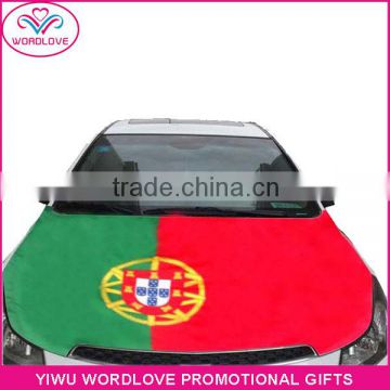 custom elastic printed polyester&spandex Portugal flag car hood cover,promotion Portuguese car bonnet flag for national day