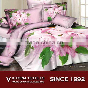 3d light pink flower printed comforter set bed in a bag sets 4pcs