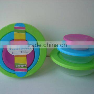 PK3 round food storage container set plastic TG10790