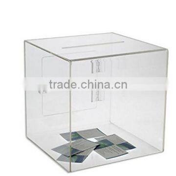 SourceOne Medium 8 Inch Premium Clear Acrylic Ballot Box Donation Box Cube