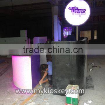 Customized 3m by 3m Purple Color Mall Food Kiosk Bubble Tea Kiosk Design for Sale photo-4