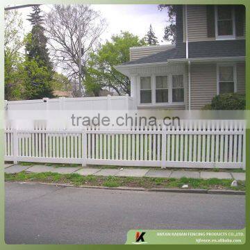 Wide picket vinyl garden fence