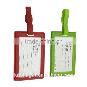 pvc custom shape luggage soft travel leather luggage tag with Leather Strap