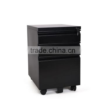 3-drawer steel mobile pedestal / Black