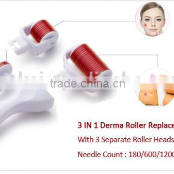 SKin care 3 in 1 derma roller 180/600/1200 pins, scar removal, facial equipment, stretch mark removal beauty machine