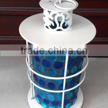 White Glass mosaic lantern ,Hanging Candle lantern,ZIbo,Shandong