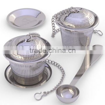 stainless steel loose leaf tea strainers filter 2 sets with spoon