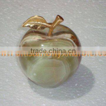 Most Amazing WHOLESALE 2017 NATURAL STONE ONYX APPLE WITH BRASS LEAF HANDICRAFTS photo-6