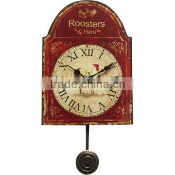 Vintage Metal Curved Decorative Wall Clock with Pendulum