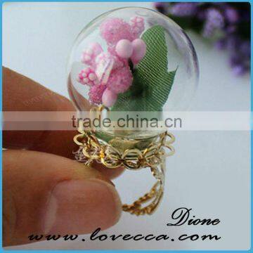 DIY Handmake Real Dried Flower Clear Glass Globe Ring photo-3