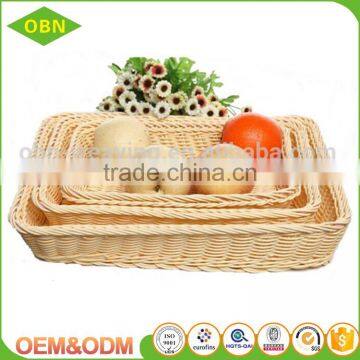 Customized Food Storage Hand Woven Empty Plastic Poly Rattan Bread Fruit Vegetable Display Basket photo-2