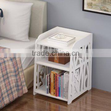 Small Plastic-Wood White Bed End Table Nightstand Bathroom Cabinet Kids Furniture Table Bookcase photo-2